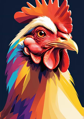 Colorful Rooster Portrait