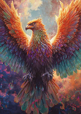 Majestic Phoenix with Fiery Wings