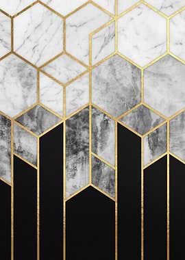 Geometric Marble and Gold Pattern