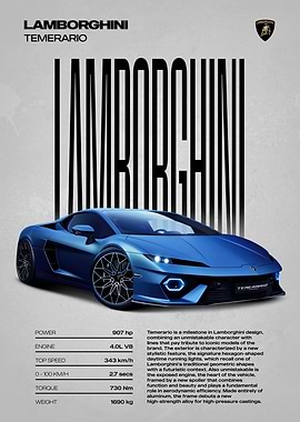 Lamborghini Temerario Car Poster