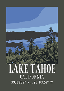 Lake Tahoe California Vintage Poster