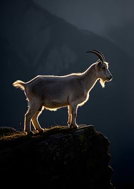 Goat silhouetted on a cliff