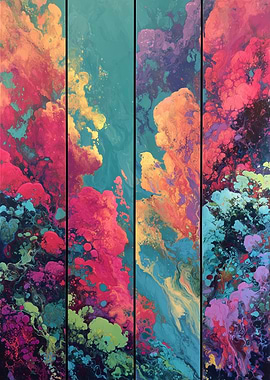 Vibrant Abstract Fluid Art Panels