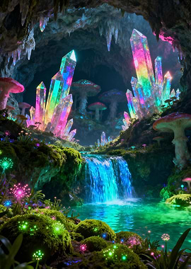 Enchanted Crystal Cave Waterfall