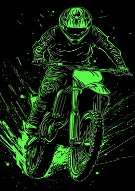 Motocross Rider in Neon Green