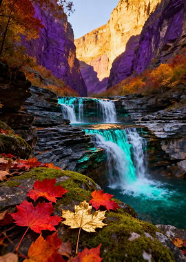 Fantasy Turquoise Waterfall Canyon
