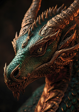 Close-up of a majestic dragon head