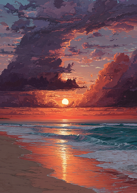 Sunset Over the Ocean