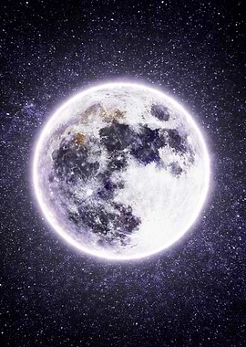 Full Moon in Starry Night Sky