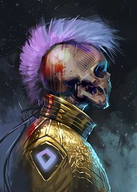 Cyberpunk Skull with Mohawk and Armor