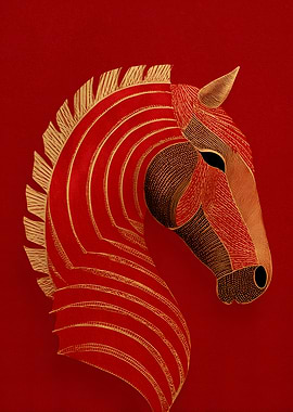 Red and Gold Horse Illustration