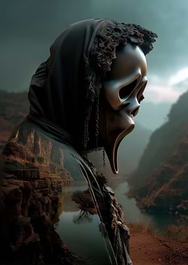 Ghostface in a Canyon Landscape