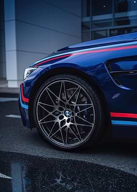 Blue BMW M Car Wheel