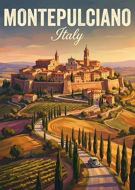 Montepulciano, Italy Vintage Travel Poster