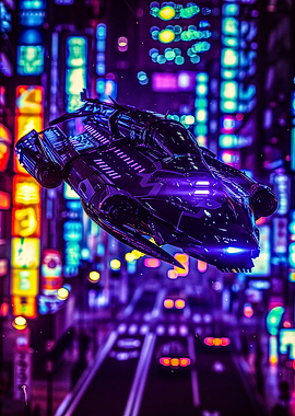Spaceship in Neon City