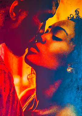 Passionate Couple Kissing Pop Art Portrait