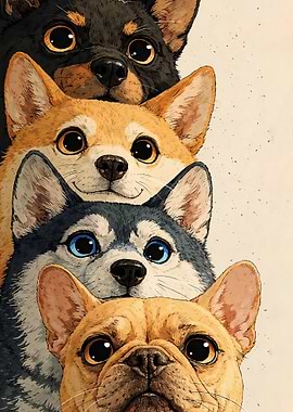 Stack of Adorable Dogs