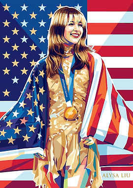 Alysa Liu with US Flag and Medal