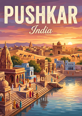 Pushkar India Travel Poster