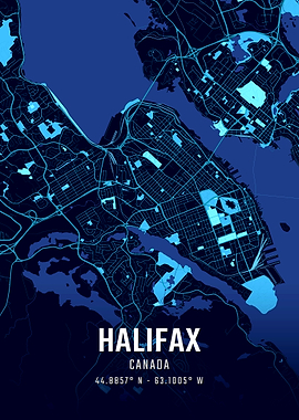 Halifax Canada Midnight City Map
