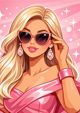 Glamorous Blonde Woman in Pink