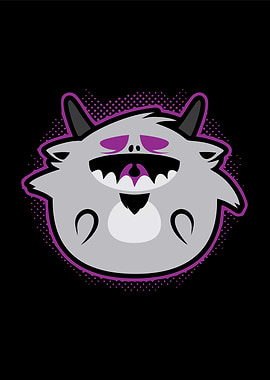 Cute Gray Monster with Purple Accents