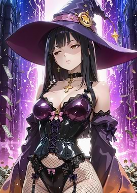Purple Witch Lingerie Falling Money