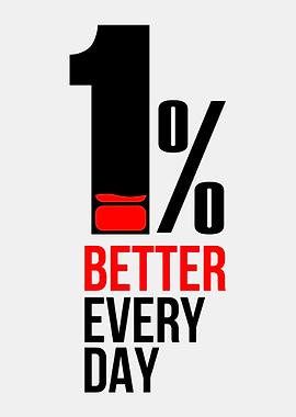 1% Better Every Day Poster, Motivational Minimalist Wall Art, Inspirational Office Print