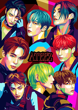 ATEEZ K-Pop Group Pop Art