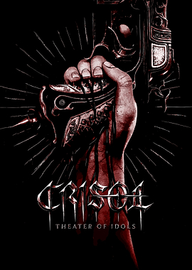 Hand holding ornate pistol with blood