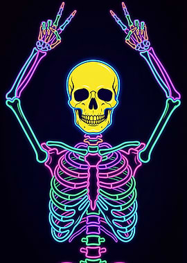 Neon Skeleton Peace Signs