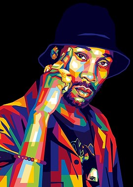 Colorful Portrait of a Mobb Deep a Bucket Hat
