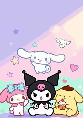 Sanrio Characters in Pastel Dreamscape