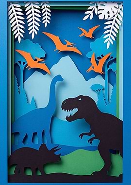 Dinosaur Diorama with Pterodactyls