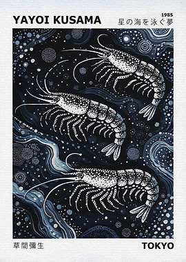Yayoi Kusama Shrimp Painting