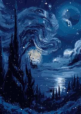 Starry Night Landscape