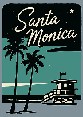 Santa Monica Beach Night Scene