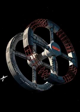 Futuristic Space Station and Shuttle