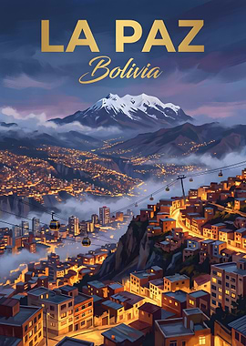 La Paz Bolivia Cityscape with Mountains