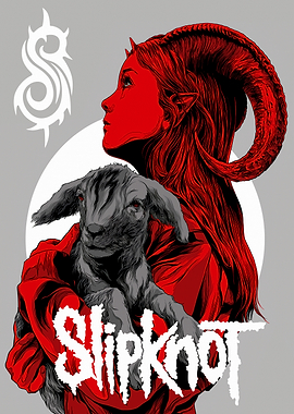 Slipknot demon woman holding a lamb