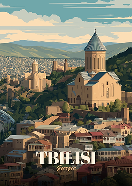 Tbilisi Georgia Cityscape Illustration