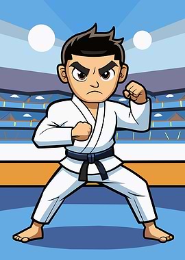 Karateka in fighting stance