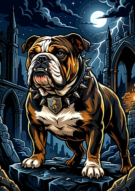 Bulldog in Spiked Collar