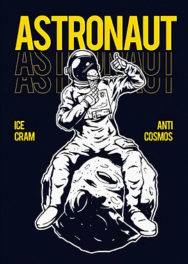 Astronaut Eating Ice Cream on Moon