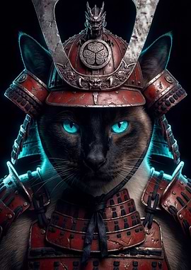 The Crimson Guard Siamese Cat Samurai Warrior