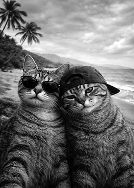 Cool Cats on a Beach
