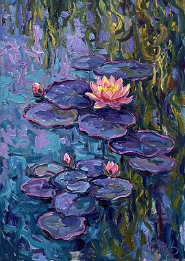 Impressionist Water Lilies Painting