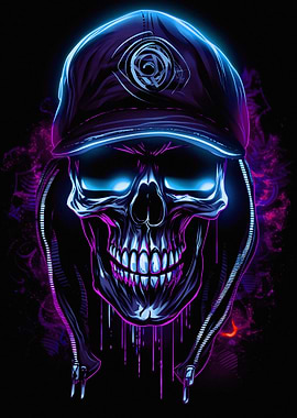 Neon Skull with Eye Cap