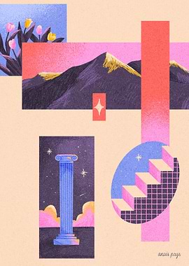 Surreal Collage with Nature and Architecture