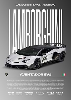 Lamborghini Aventador SVJ Car Poster